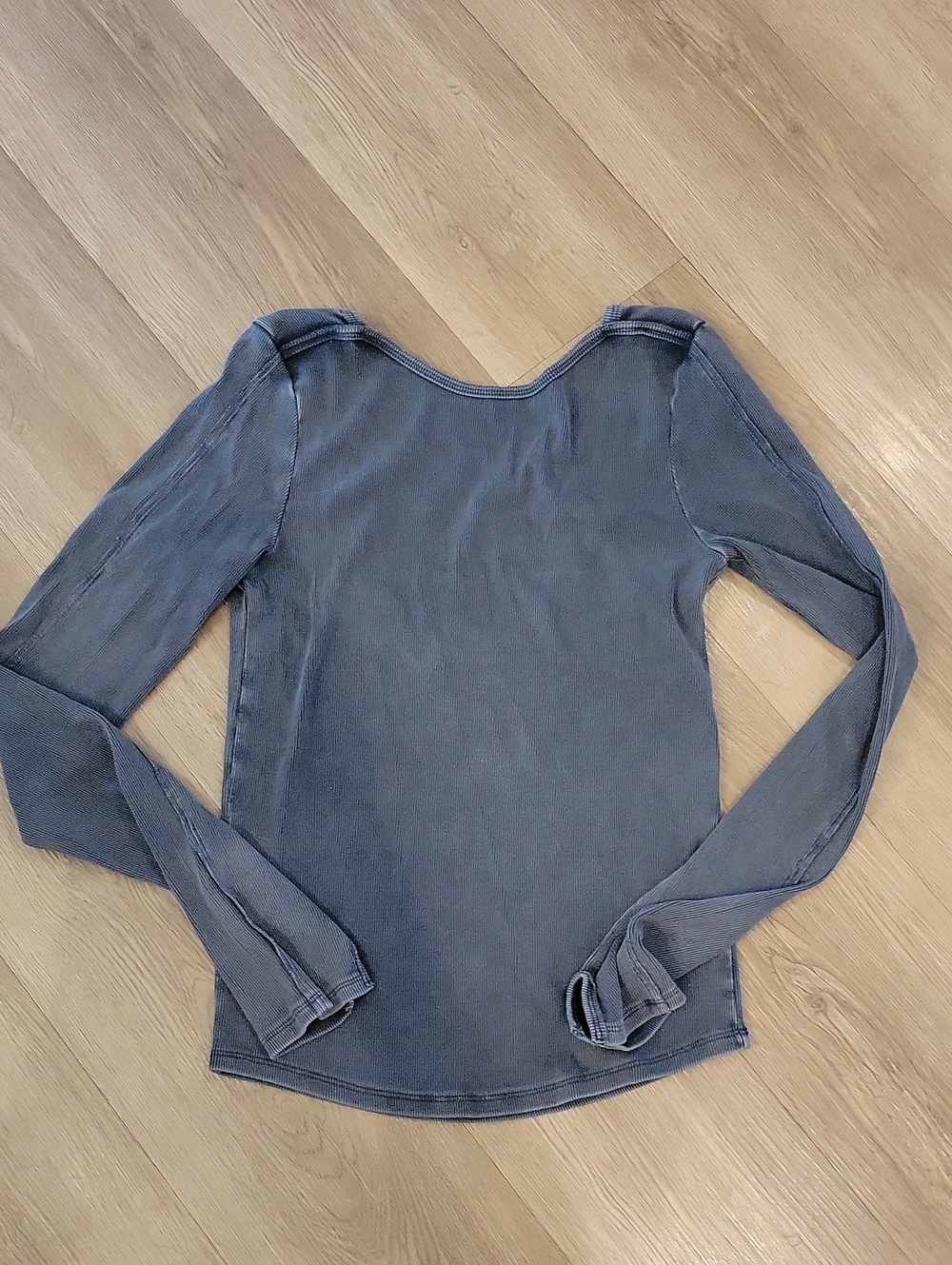 We The Free Long Sleeve Thermal Henley Grey Top